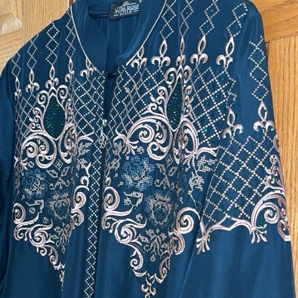 Women’s Plus Size Abaya in Green Gold Middle Eastern Dress Size 5 US 24W 4X NEW - Picture 6 of 10